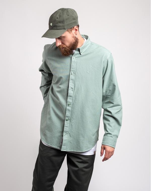 Carhartt WIP L/S Bolton Shirt Misty Sage garment dyed M