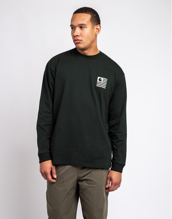 Tričko Carhartt WIP L/S Book State T-Shirt Dark Cedar / Wax