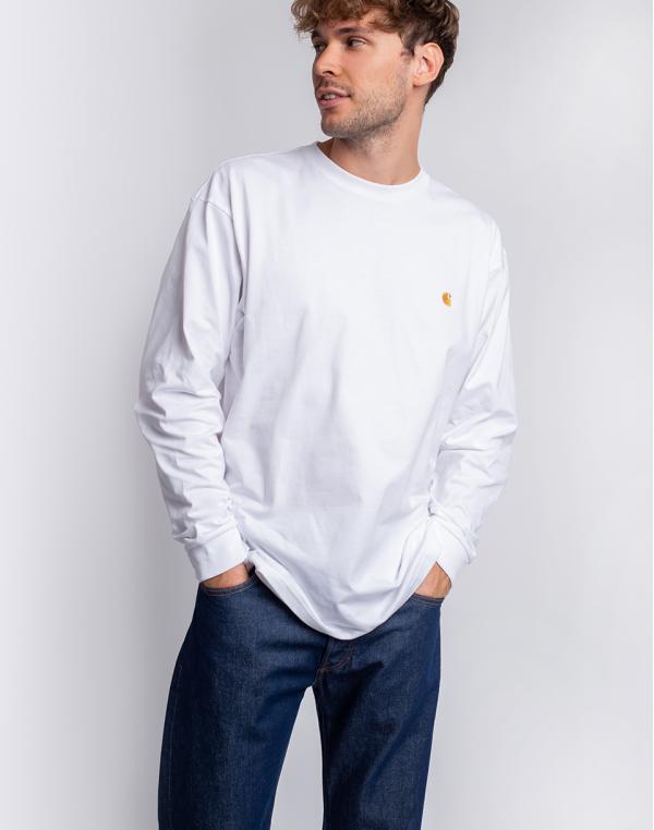Tričko Carhartt WIP L/S Chase T-Shirt White/Gold