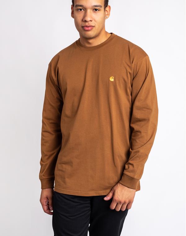 Tričko Carhartt WIP L/S Chase T-Shirt Hamilton Brown / Gold