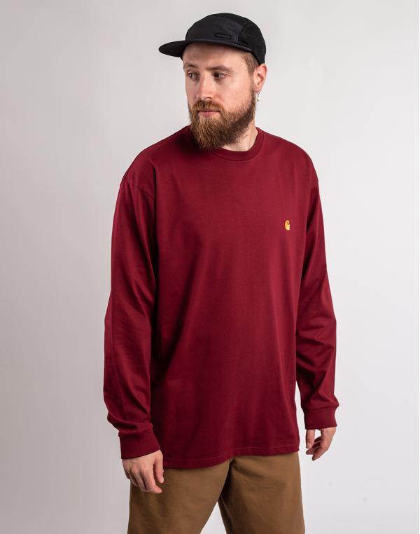 Tričko Carhartt WIP L/S Chase T-Shirt Corvina / Gold