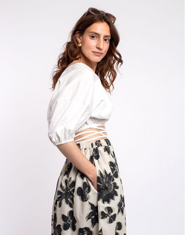 Ninety Percent Quinn Organic Cotton Poplin Puff Top ECRU M