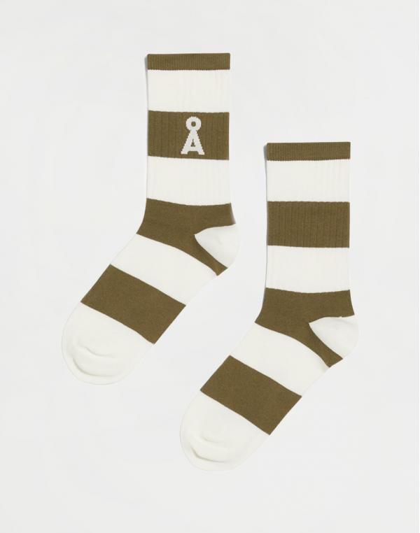 Armedangels Saamu Bold Stripes oliva-white 35-38