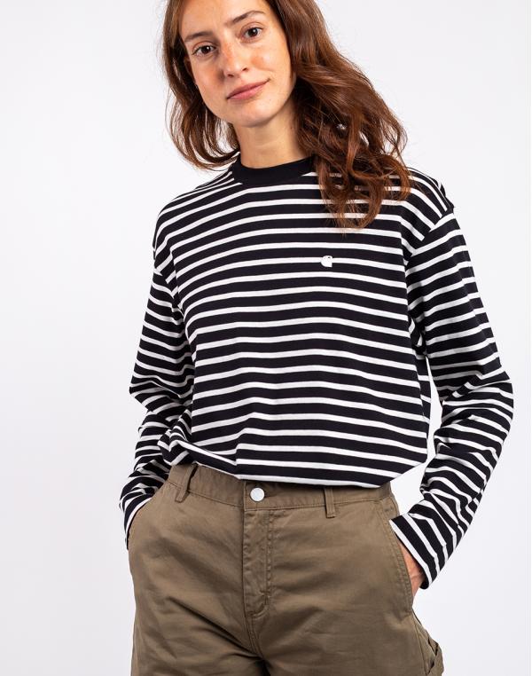Tričko Carhartt WIP W' L/S Nell T-Shirt Nell Stripe, Black / Wax / Wax