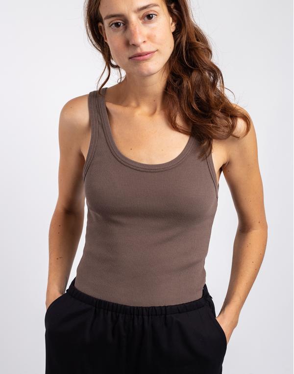Colorful Standard Women Organic Rib Tank Top Cedar Brown S