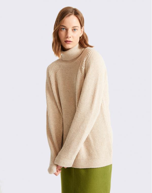 Thinking MU Beige Matilda Knitted Sweater BEIGE XS