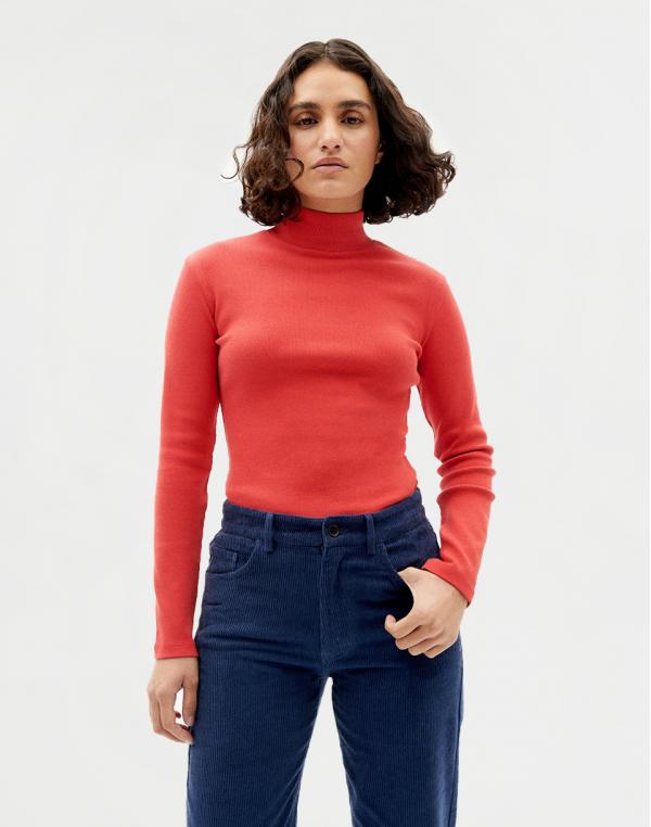 Tričko Thinking MU Lava Red Rib Aine L/S Top LAVA RED