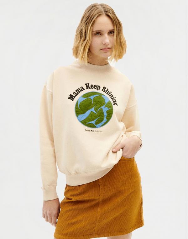 Thinking MU Mama Keep Shining Sweatshirt IVORY XS