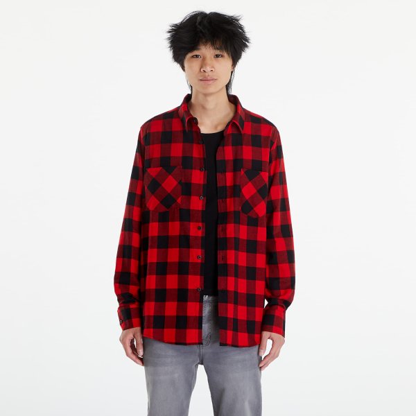 Košile Urban Classics Checked Flanell Shirt Black/ Red XXXL