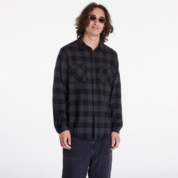 Košile Urban Classics Checked Flanell Shirt Grey / Black XL