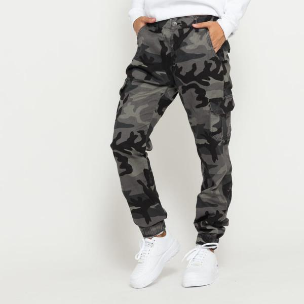 Kalhoty Urban Classics Ladies High Waist Camo Cargo Pants Grey Camo W27