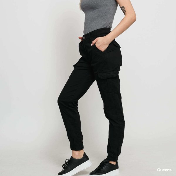 Kalhoty Urban Classics Ladies High Waist Cargo Pants Black W26