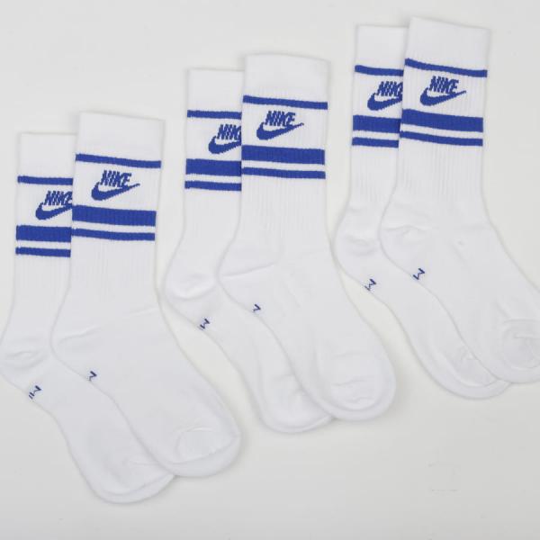 Ponožky Nike Sportswear Essential Crew Socks 3-Pack White/ Game Royal/ Game Royal