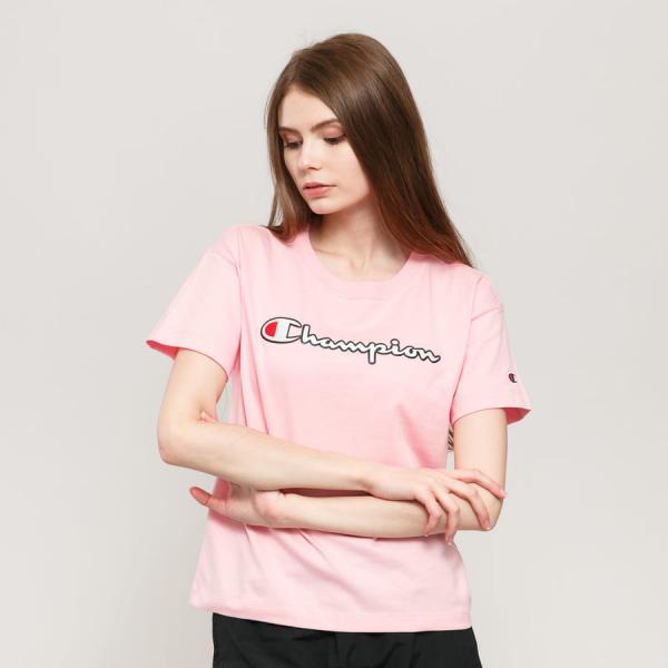 Dámské tričko Champion Vintage Script Logo Crew Neck T-Shirt růžové