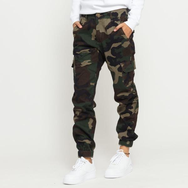 Kalhoty Urban Classics Ladies High Waist Camo Cargo Pants Camo Green W26