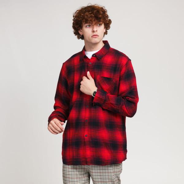 Košile Urban Classics Oversized Checked Grunde Shirt Red/ Black S