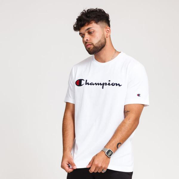 Tričko s krátkým rukávem Champion Script Logo Crewneck Tee bílé