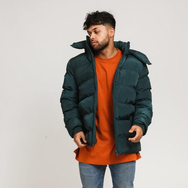 Bunda Urban Classics Hooded Puffer Jacket Green M
