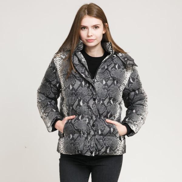 Bunda Urban Classics Ladies AOP Hooded Puffer Jacket Grey XS