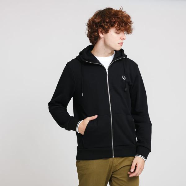 Mikina FRED PERRY Hooded Zip Through Sweatshirt Black L
