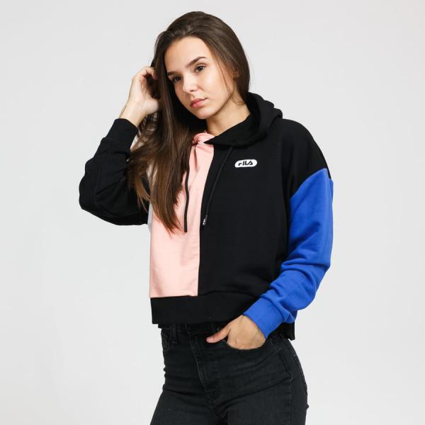Dámská mikina Fila W Bayou Blocked Hoody černá / růžová
