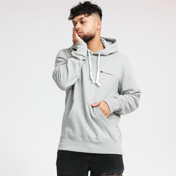 Mikina Champion Script Logo Hooded Sweatshirt melange šedá