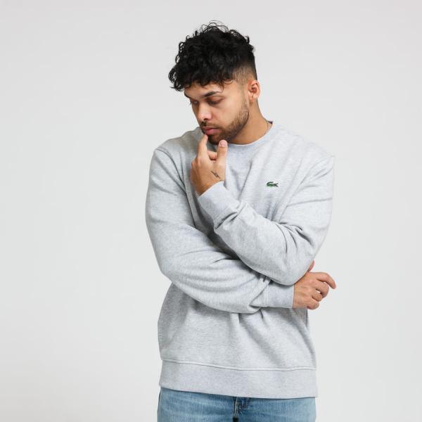 Mikina LACOSTE Classic Crewneck melange šedá