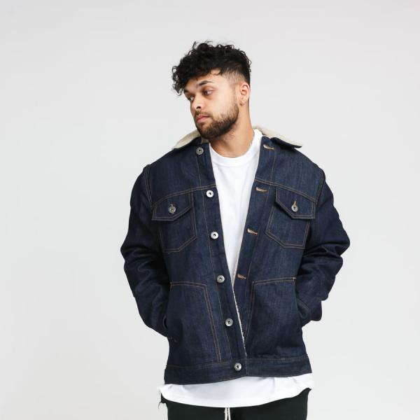 Bunda Urban Classics Sherpa Lined Jeans Jacket Navy S
