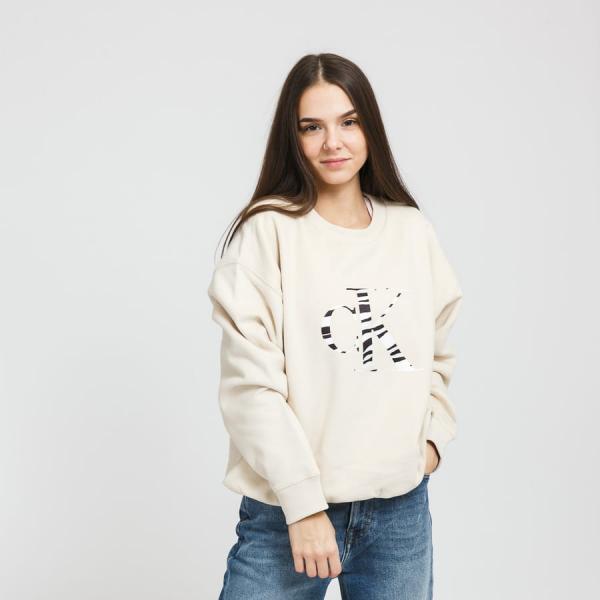 Dámská mikina CALVIN KLEIN JEANS W Zebra CK Crew Neck krémová