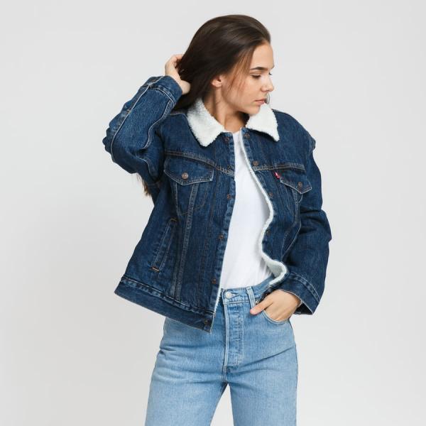 Podzimní bunda Levi's ® W Ex Boyfriend Sherpa Trucker Navy