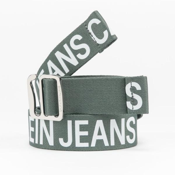 Pásek CALVIN KLEIN JEANS Slider Tape Belt 35mm zelený / bílý