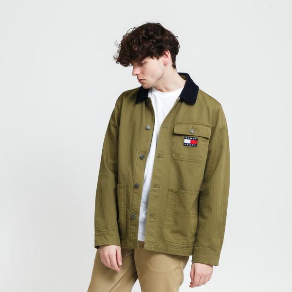 Plátěná bunda TOMMY JEANS M Badge Worker Jacket Green