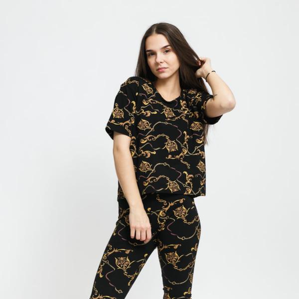 Dámské tričko Urban Classics Ladies AOP Luxury Print Short Oversized Tee Black