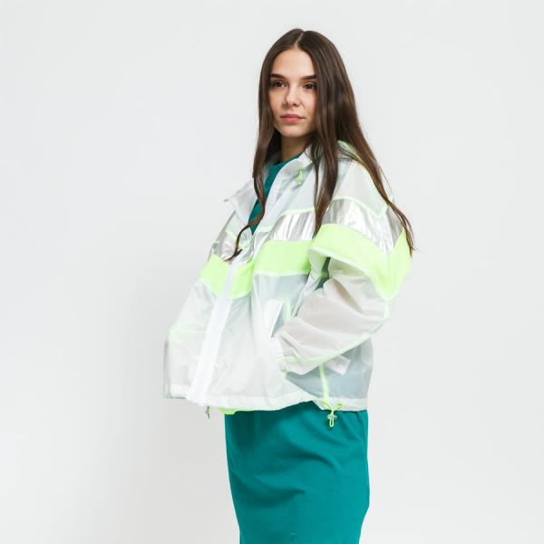 Větrovka Urban Classics Ladies 3-Tone Light Track Jacket White/ Neon Green/ Silver XS