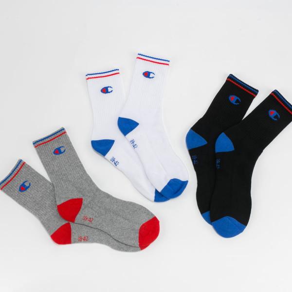 Ponožky Champion 3Pack Classic Crew černé / melange šedé / bílé