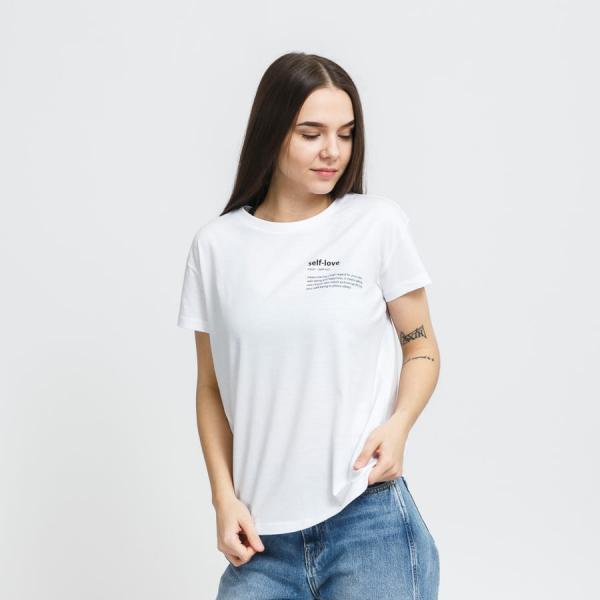 Dámské tričko Urban Classics Ladies Self Love Box Tee bílé