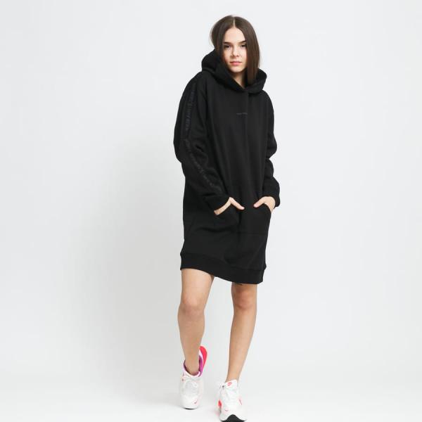 Šaty CALVIN KLEIN JEANS W Logo Trim Hoodie Dress Black