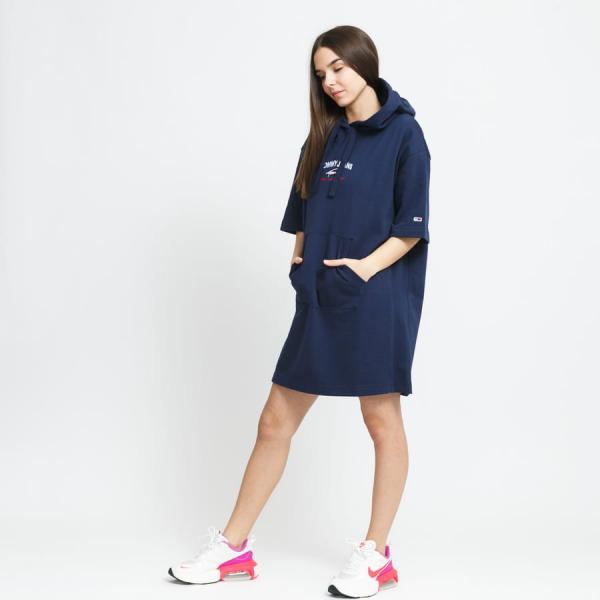 Šaty TOMMY JEANS W Timeless Script Hoodie Dress navy