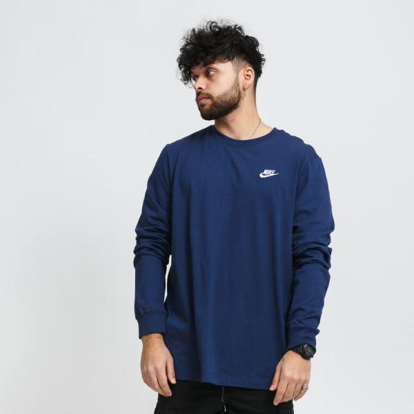 Tričko Nike NSW Club Long Sleeve Tee Midnight Navy/ White XS