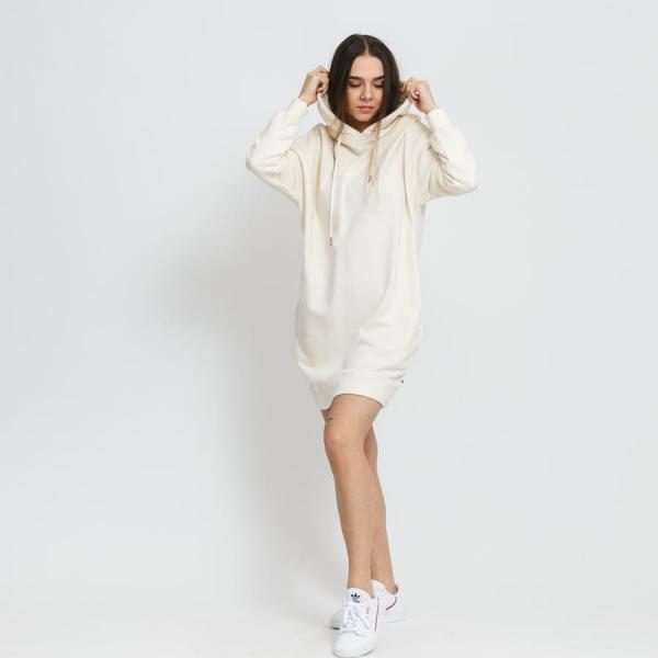 Šaty Urban Classics Ladies Organic Oversized Terry Hoody Dress krémové