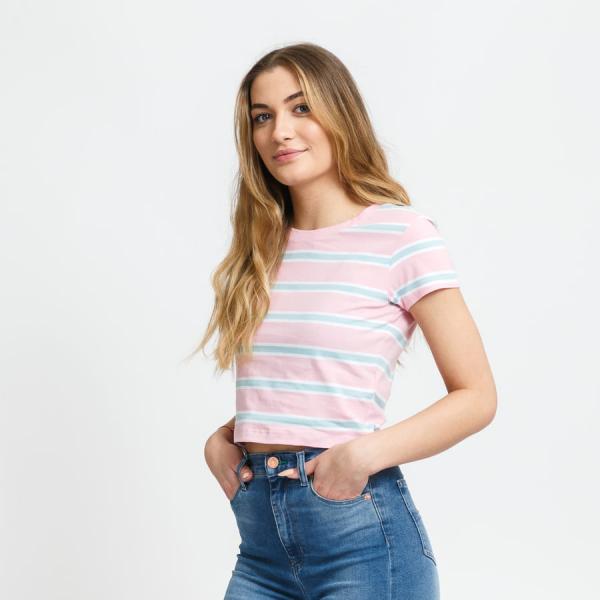 Dámské tričko Urban Classics Ladies Stripe Cropped Tee Pink