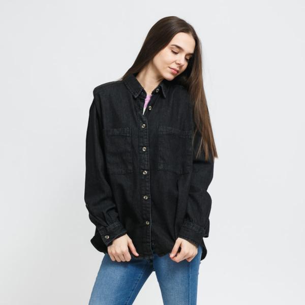 Dámská košile Urban Classics Ladies Denim Oversized Shirt black stone washed