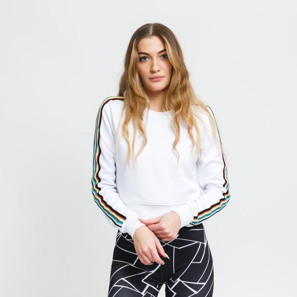 Urban Classics Ladies Multicolor Taped Sleeve Crewneck White