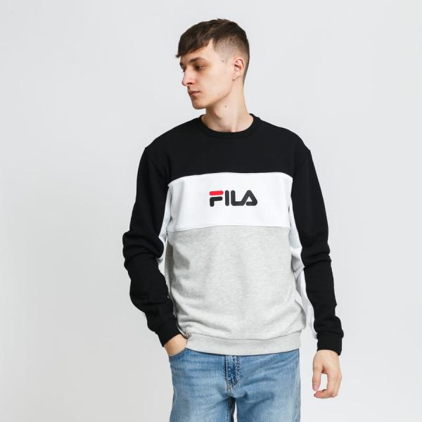 Mikina Fila Men Aqil Blocked Crew Sweat melange šedá / černá / bílá
