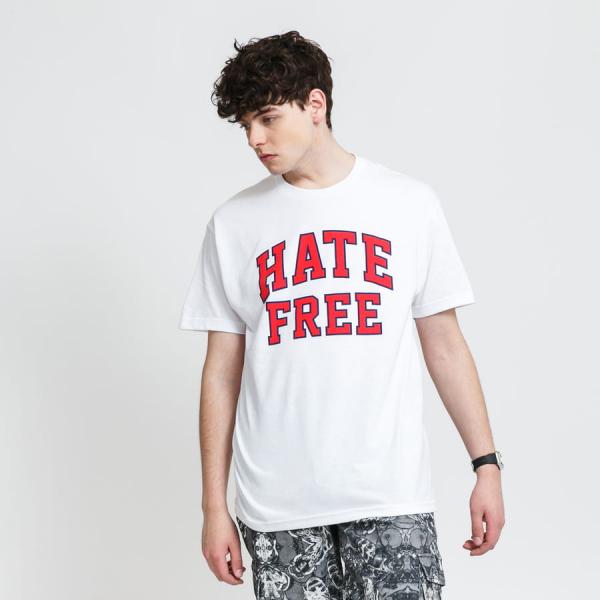 Tričko s krátkým rukávem PLEASURES Hate Free Tee bílé