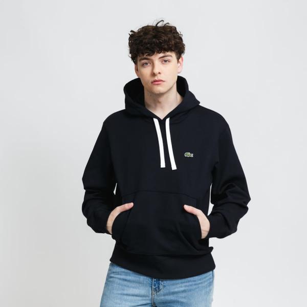 Mikina LACOSTE Organic Cotton Fleece Hoodie navy