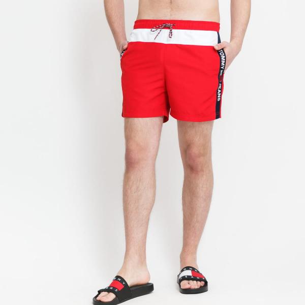 Pánské koupací šortky TOMMY JEANS SF Medium Drawstring červené