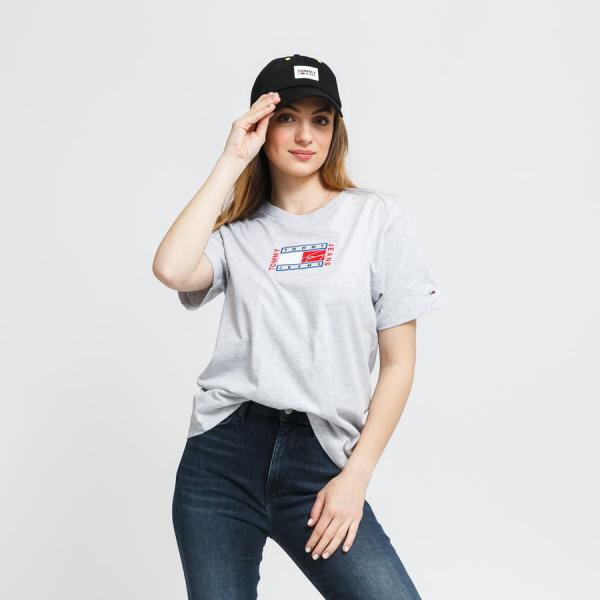 Dámské tričko TOMMY JEANS W Relaxed Timeless Flag Tee melange šedé