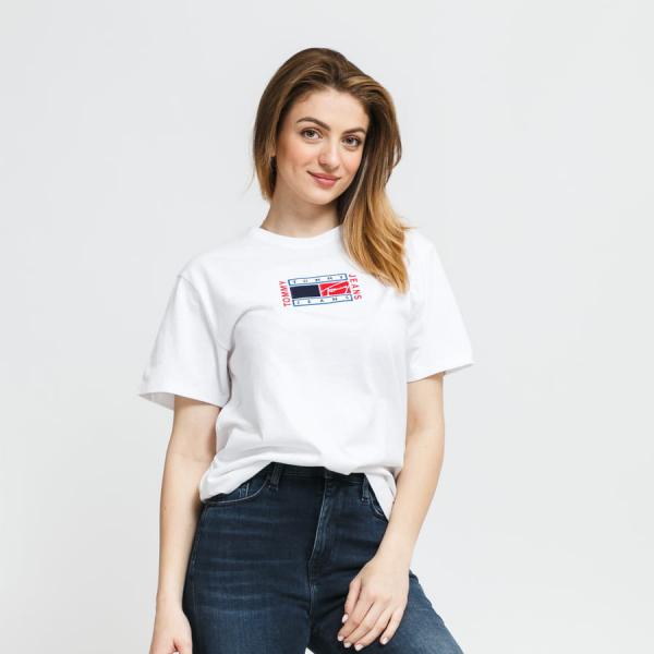 Dámské tričko TOMMY JEANS W Relaxed Timeless Flag Tee White
