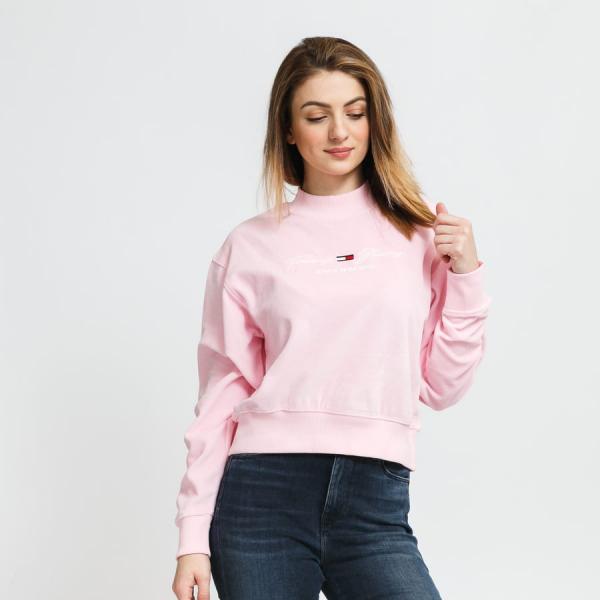 Dámská mikina TOMMY JEANS W Pastel Velour Crew růžová